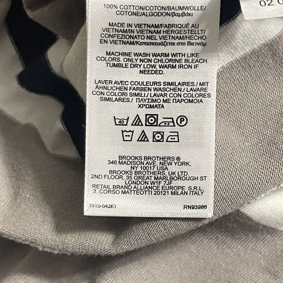 NWT Brooks Brothers 346 LS Polo Shirt Fleece Logo Stripes Gray & Navy XL Men - Picture 5 of 9